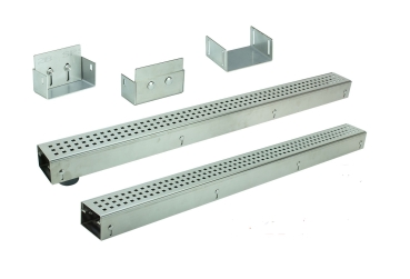 Edelstahlentwässerungsrinnen Bauhöhe 60 bis 80mm, Rost Quadratlochung SET Typ 2